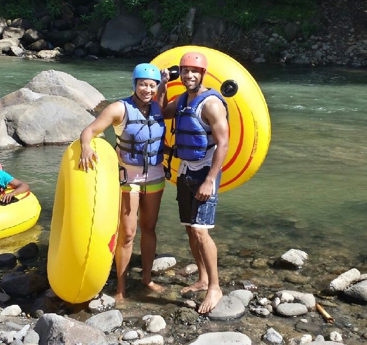 Kimi & Kevin tubing at Layou river
